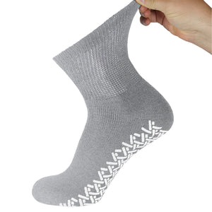 180 Pairs of Non-Skid Diabetic Cotton Quarter Socks with Non Binding Top (Grey)