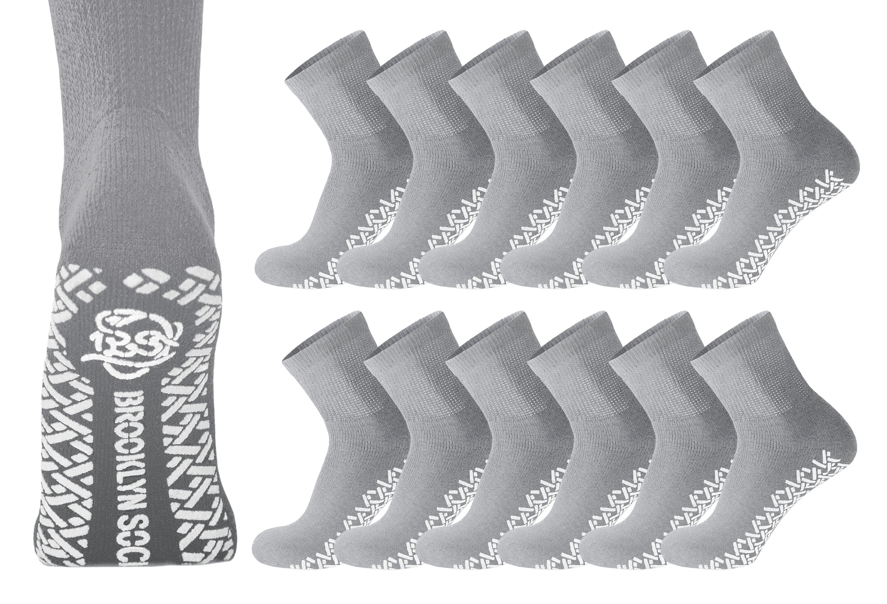 6 Pairs of Womens Diabetic Non Skid/Slip Medical Cotton Quarter Crew Length  Socks Rubber Gripper Bottom Hospital Fit's Shoe Size 6-9