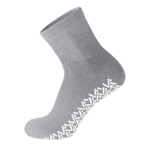 12 Pairs of Non-Skid Diabetic Cotton Quarter Socks with Non Binding Top (Grey)