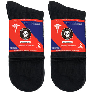 4 pairs Extra Wide Diabetic Cotton Socks, Quarter/Over-the-Ankle Medical Swollen Feet Socks (Black, 10-16)