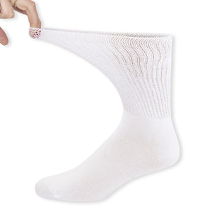 8 Pairs of Thin Combed Cotton Diabetic Socks, Loose, Wide, Non-Binding Low-Crew Socks