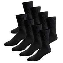 Load image into Gallery viewer, 8 pairs of Thin Combed Cotton Diabetic Socks for Men &amp; Women, Loose, Wide, Non-Binding Neuropathy Low-Crew Socks (Black, Fit&#39;s Shoe Size 7-11)