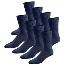 Load image into Gallery viewer, 8 pairs of Thin Combed Cotton Diabetic Socks for Men &amp; Women, Loose, Wide, Non-Binding Neuropathy Low-Crew Socks (Navy, Fit&#39;s Shoe Size 7-11)