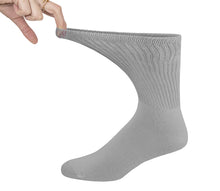 Load image into Gallery viewer, 8 pairs of Thin Combed Cotton Diabetic Socks for Men &amp; Women, Loose, Wide, Non-Binding Neuropathy Low-Crew Socks (Gray, Fit&#39;s Shoe Size 7-11)