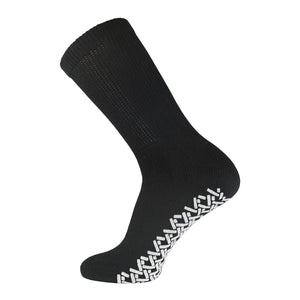 12 Pairs of Non-Skid Diabetic Cotton Crew Socks with Non Binding Top (Black, 9-11)-(Final Sale)