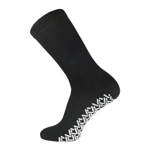 12 Pairs of Non-Skid Diabetic Cotton Crew Socks with Non Binding Top (Black, 10-14)-(Final Sale)