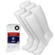 Load image into Gallery viewer, 6  Pairs of Diabetic Over the Calf - Knee High Cotton Socks (White)-(Final Sale)