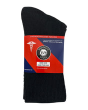 Load image into Gallery viewer, 6 Pairs of Non-Skid Over-The-Calf Diabetic Cotton Socks with Non Binding Top (Black)