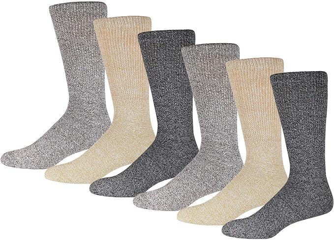 6 Pairs of Women’s Thermal Merino Wool Warm Diabetic Socks, Assorted (Size 10-13)-(Final Sale)