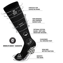 Load image into Gallery viewer, 6 Pairs of Non-Skid Over-The-Calf Diabetic Cotton Socks with Non Binding Top (Black and Gray Assorted)