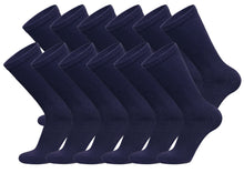 Load image into Gallery viewer, 12 Pairs of Diabetic Neuropathy Cotton Crew Socks (Navy)-(Final Sale)