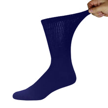 Load image into Gallery viewer, 12 Pairs of Diabetic Neuropathy Cotton Crew Socks (Navy)