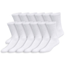 Load image into Gallery viewer, 12 Pairs of Women&#39;s Diabetic Extra Stretchy Cotton Crew Socks, Women&#39;s Shoe Size 6-11