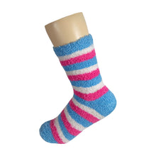 Load image into Gallery viewer, 12 Pairs of Women&#39;s Colorful Fuzzy Non Slip Socks for Hospital Stay, Striped, Size 9-11