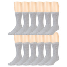 Load image into Gallery viewer, Grey Cotton Crew Athletic Sports Socks - 12 Pairs