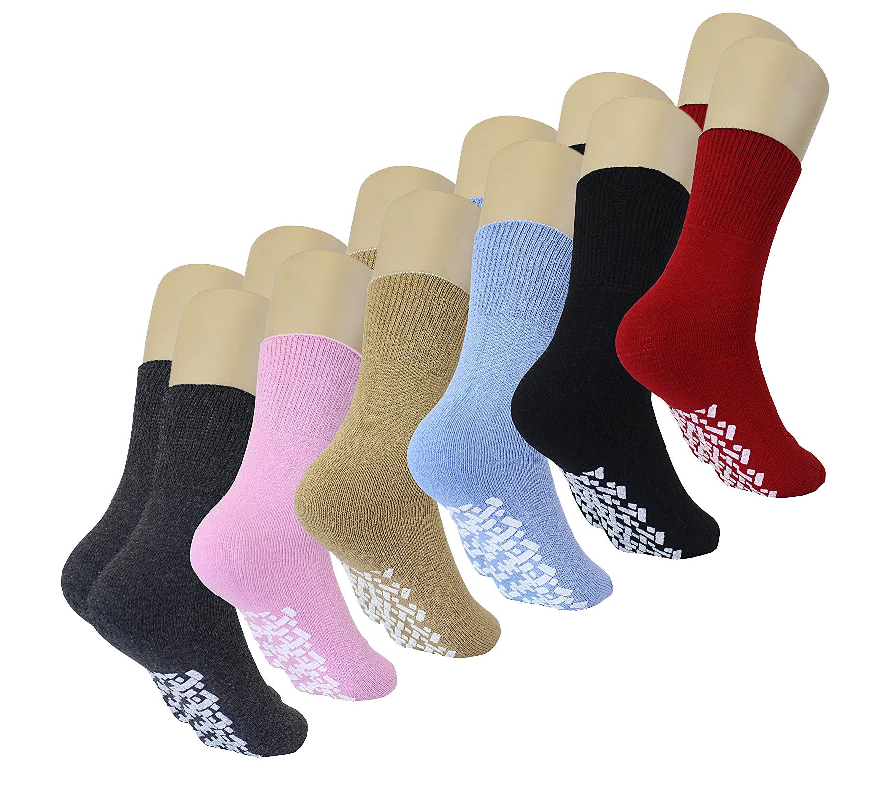 SOCKS'NBULK Women's Gripper Tube Socks, Non Slip Grippy Socks, Colorful No  Skid Sock Bulk