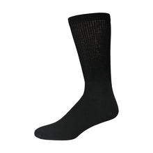 Load image into Gallery viewer, Black Soft Cotton Diabetic Crew Sock With Non-Binding Top