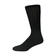 Load image into Gallery viewer, Black Cotton Diabetic Crew Sock With Non-Binding Top 