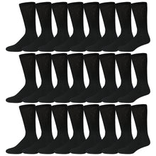Load image into Gallery viewer, Black Cotton Diabetic Neuropathy Crew Socks With Non-Binding Top Bulk 60 Pairs