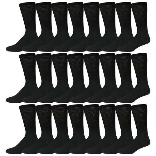 60 pairs of Diabetic Neuropathy Cotton Crew Socks (Black,  Size 13-15)