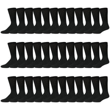 Load image into Gallery viewer, Black Cotton Diabetic Neuropathy Crew Socks With Loose Top 180 Pairs Bulk Pack