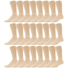Load image into Gallery viewer, Beige Cotton Diabetic Neuropathy Crew Socks With Non-Binding Top Bulk 60 Pairs