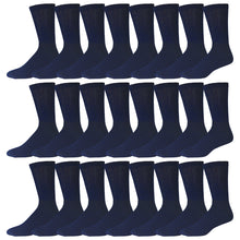 Load image into Gallery viewer, Navy Cotton Diabetic Neuropathy Crew Socks With Non-Binding Top Bulk 60 Pairs