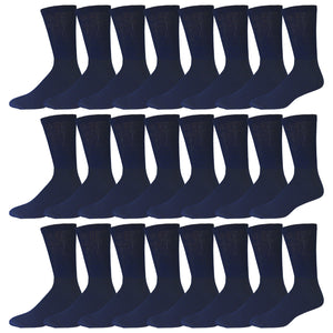 Navy Cotton Diabetic Neuropathy Crew Socks With Non-Binding Top Bulk 60 Pairs