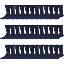 Load image into Gallery viewer, Navy Cotton Diabetic Neuropathy Crew Socks With Non-Binding Top 180 Pairs Bulk