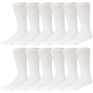 Big and Tall - 12 pairs of Diabetic Cotton Neuropathy Crew Socks (Socks Size 13-16)