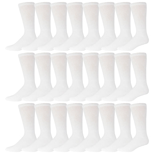 White Cotton Diabetic Neuropathy Crew Socks With Non-Binding Top 60 Pairs Bulk
