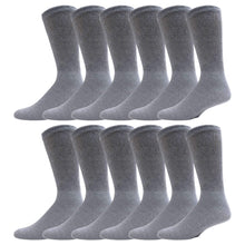 Load image into Gallery viewer, Grey Cotton Diabetic Neuropathy Crew Socks With Non-Binding Top 12 Pairs