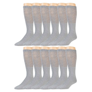 12 Pairs of Extra Long Over-The-Calf Cotton Tube Athletic Socks, Size 11-16