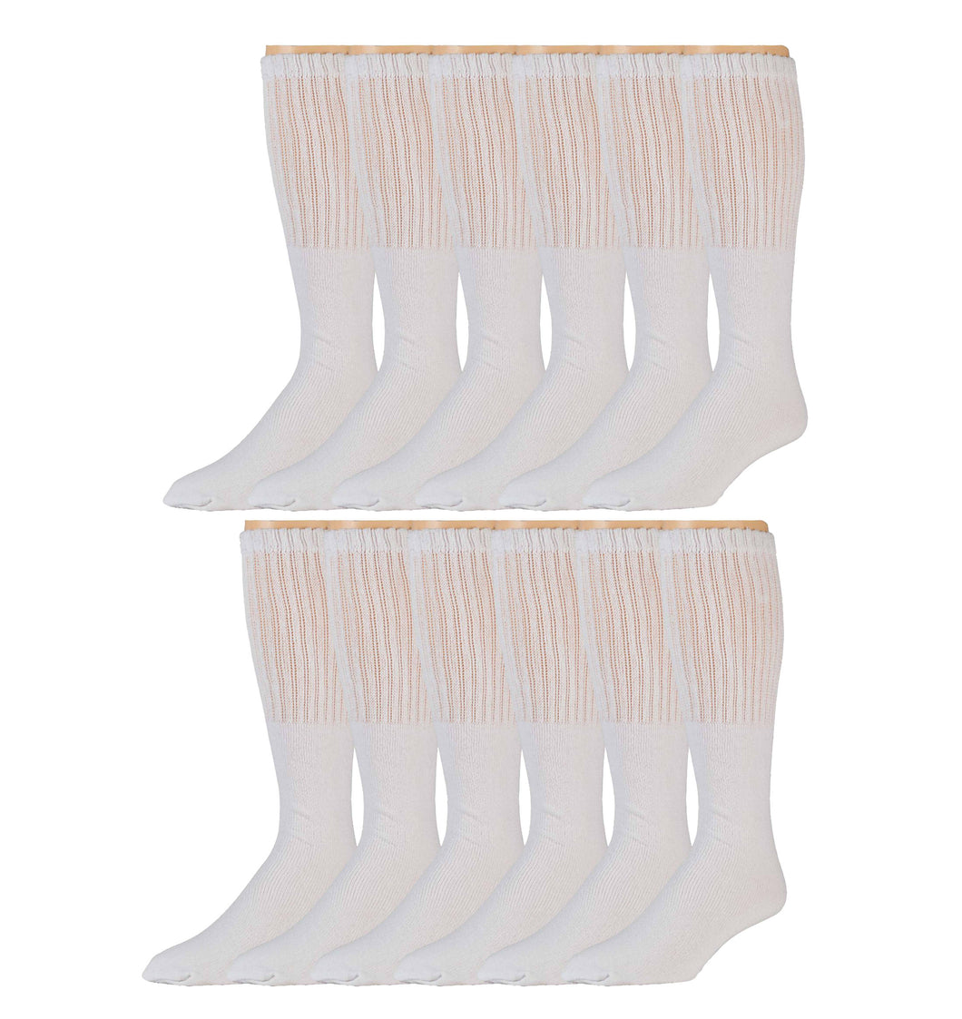 12 Pairs of Extra Long Over-The-Calf Cotton Tube Athletic Socks