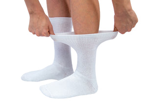 12 Pairs of Women's Diabetic Extra Stretchy Cotton Crew Socks, Women's Shoe Size 6-11