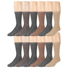 Load image into Gallery viewer, Dark Assorted  Merino Wool Blend Crew Thermal Socks - 12 Pairs