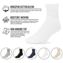 Load image into Gallery viewer, 12 Pairs of Women&#39;s Diabetic Cotton Quarter Socks, Women&#39;s Shoe Size 6-10