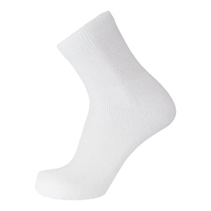 White Loose Top Diabetic Quarter Length Athletic Cotton Sock With Loose Top