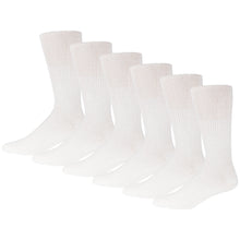 Load image into Gallery viewer, 12 Pairs of Crew Diabetic Dress Socks with Non-Binding Top, White, Sock Size 10-13