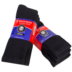 Premium Women’s Black Soft Breathable Cotton Crew Socks, Non-Binding & Comfort Diabetic Socks (6 Pairs - Fits Shoe Size 6-11)