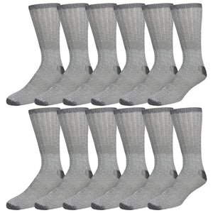 Grey Merino Wool Winter Thermal Boot Socks -12 Pairs