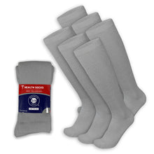 Load image into Gallery viewer, 6 Pairs of Diabetic Over the Calf - Knee High Cotton Socks (Gray)