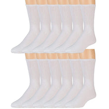Load image into Gallery viewer, White Cotton Crew Athletic Sports Socks - 12 Pairs