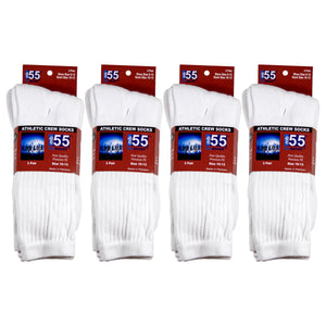 Packs Of White Cotton Crew Athletic Sports Socks