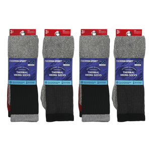 Packs Of Heather Grey Thermal Tube Socks For Hiking With Colored Tops 