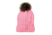 Load image into Gallery viewer, Women’s Winter set, Knitted Beanie with Pompom and Gloves, Pink Ribbon Breast Cancer Awareness