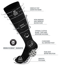 Load image into Gallery viewer, 6 Pairs of Non-Skid Over-The-Calf Diabetic Cotton Socks with Non Binding Top (Black)
