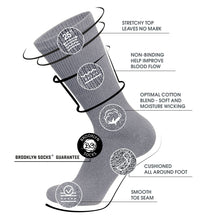Load image into Gallery viewer, 12 Pairs of Diabetic Neuropathy Cotton Crew Socks (Grey)