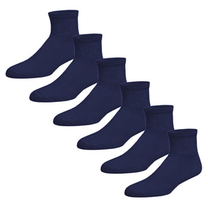 Premium Women’s Navy Soft Breathable Cotton Ankle Socks, Non-Binding & Comfort Diabetic Socks (6 Pairs - Fits Shoe Size 6-10)