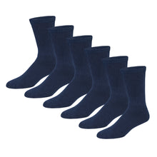 Load image into Gallery viewer, Premium Women’s Navy Blue Soft Breathable Cotton Crew Socks, Non-Binding &amp; Comfort Diabetic Socks (6 Pairs - Fits Shoe Size 6-11)
